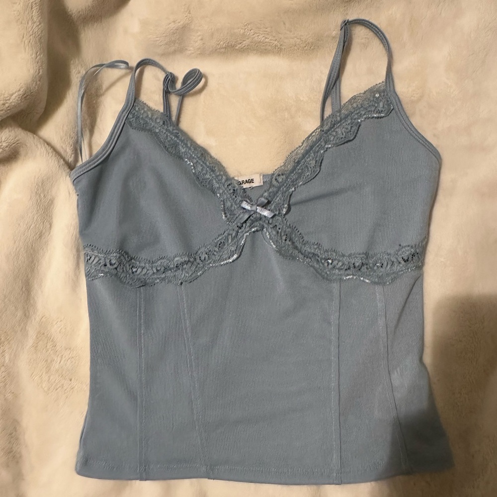 GARAGE light blue laced tank top